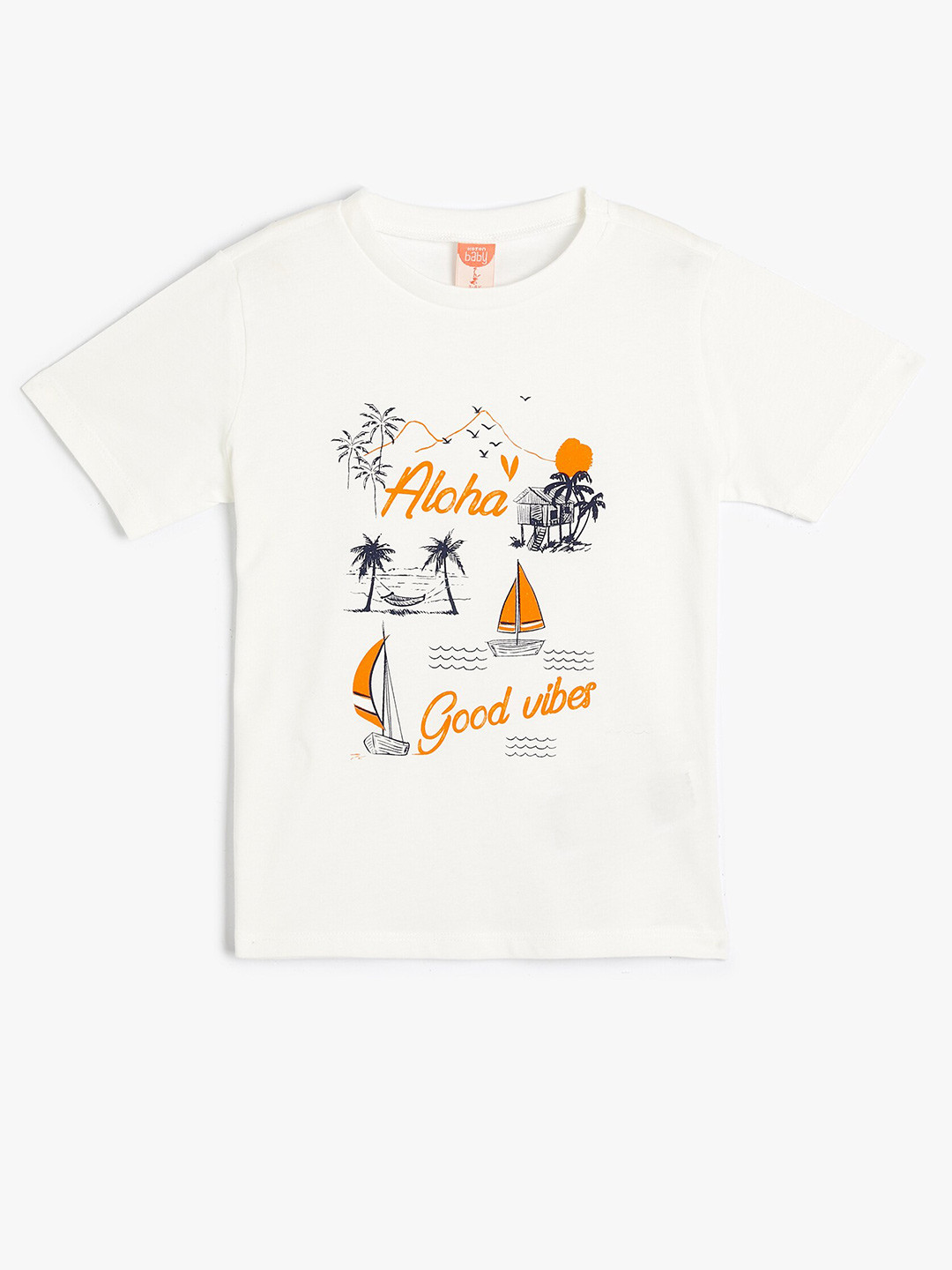 

Koton Boys Printed Round Neck Short Sleeves Cotton T-shirt, Beige