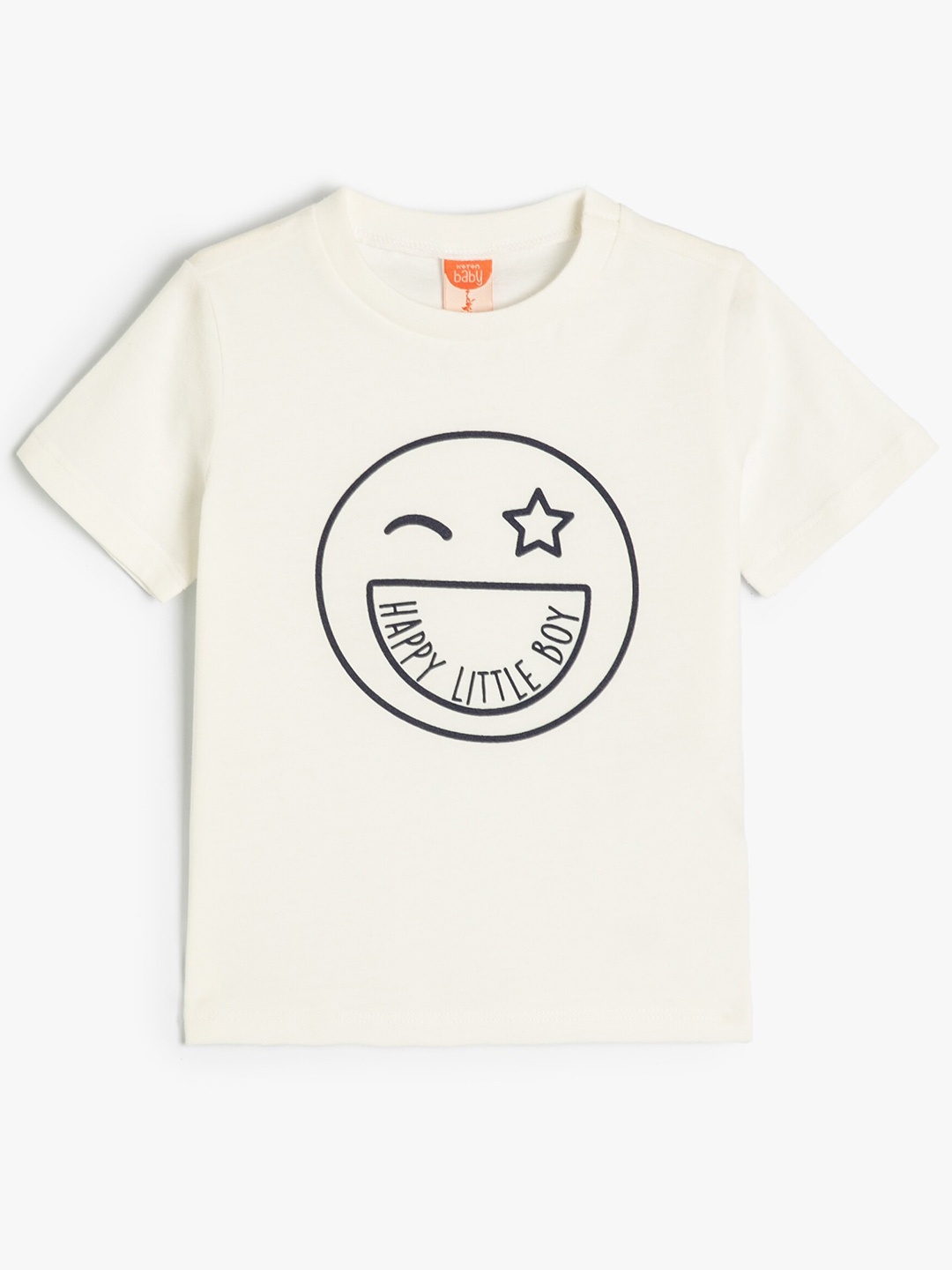 

Koton Boys Typography Printed Round Neck Short Sleeves Cotton T-shirt, Beige