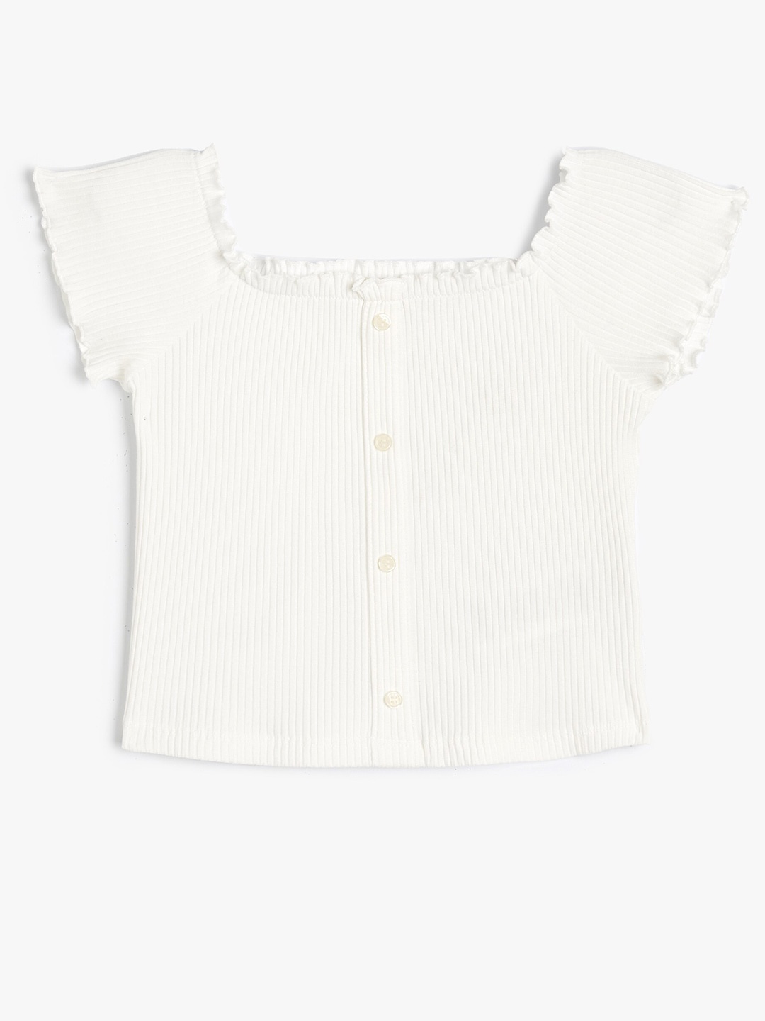 

Koton Girls Embellished Square Neck Short Sleeves T-shirt, Beige