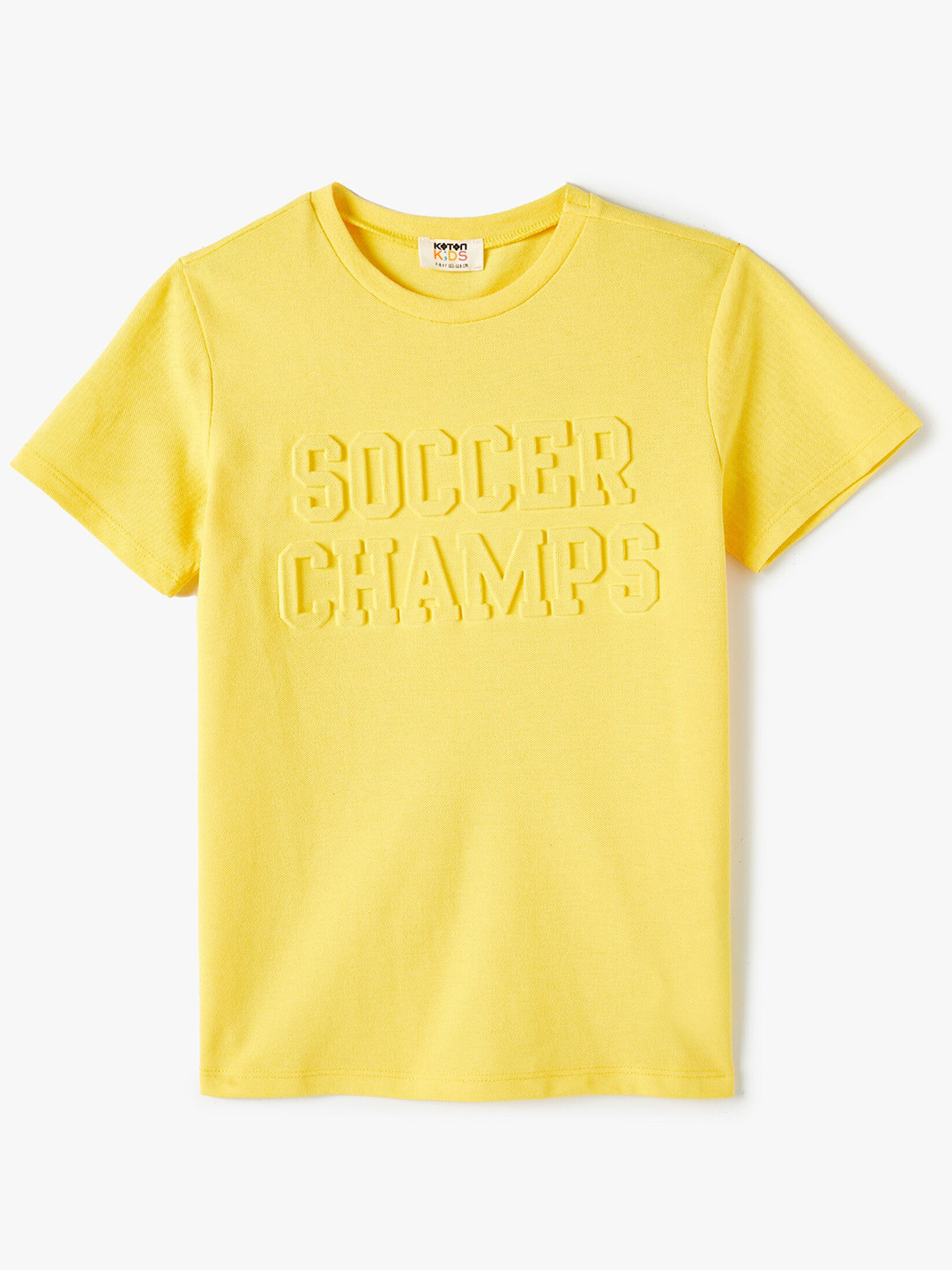 

Koton Boys Typography Printed Round Neck Short Sleeves Cotton T-shirt, Yellow