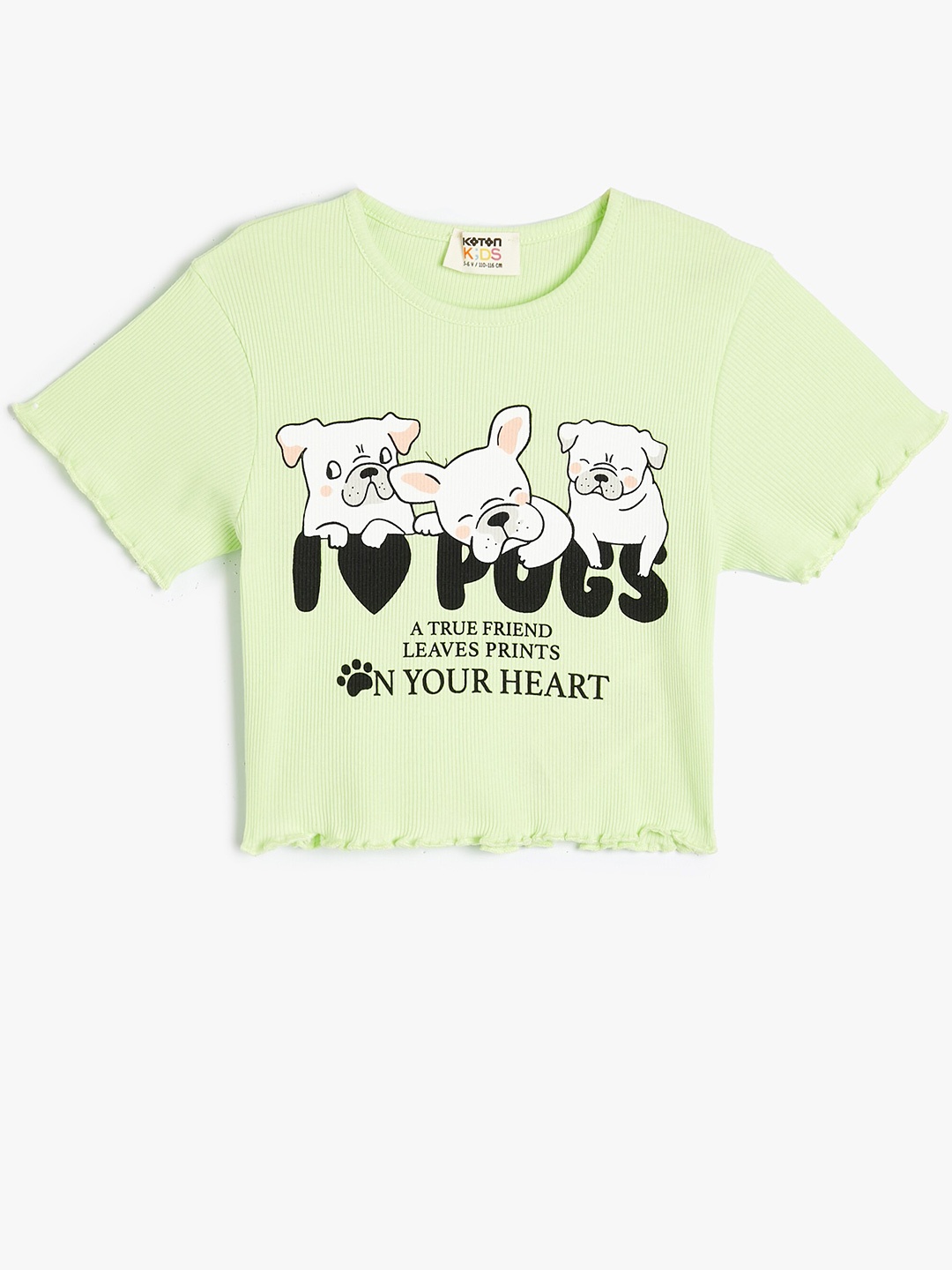 

Koton Girls Printed Round Neck Short Sleeves Cotton T-shirt, Green