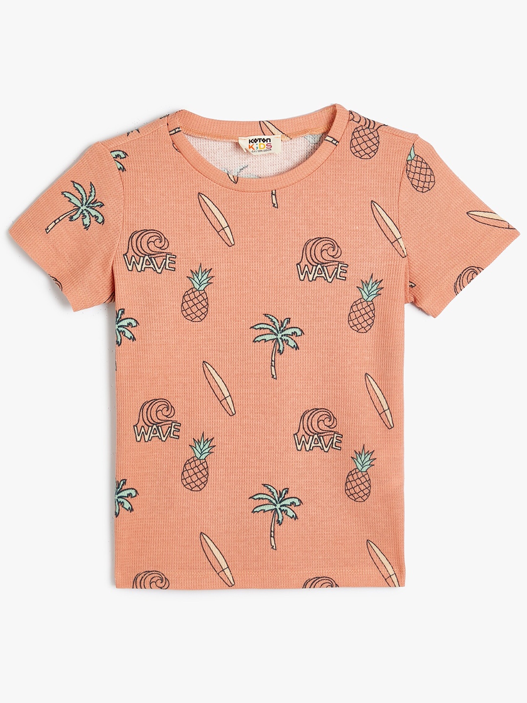 

Koton Boys Conversational Printed Pure Cotton Casual T-shirt, Orange