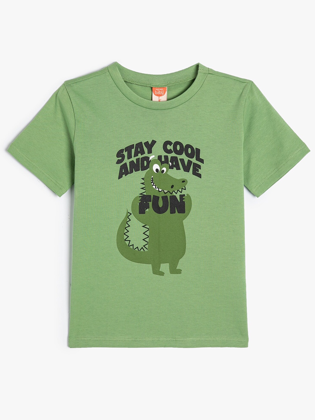 

Koton Boys Typography Printed Round Neck Short Sleeves Cotton T-shirt, Green