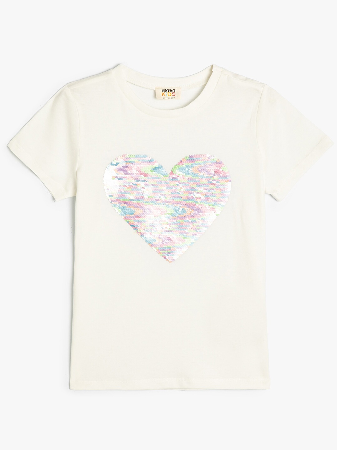 

Koton Girls Embellished Pure Cotton Casual T-shirt, Off white