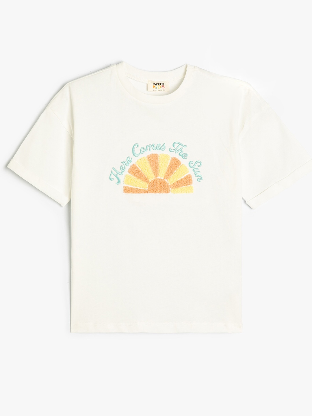

Koton Girls Graphic Printed Pure Cotton Casual T-shirt, Beige