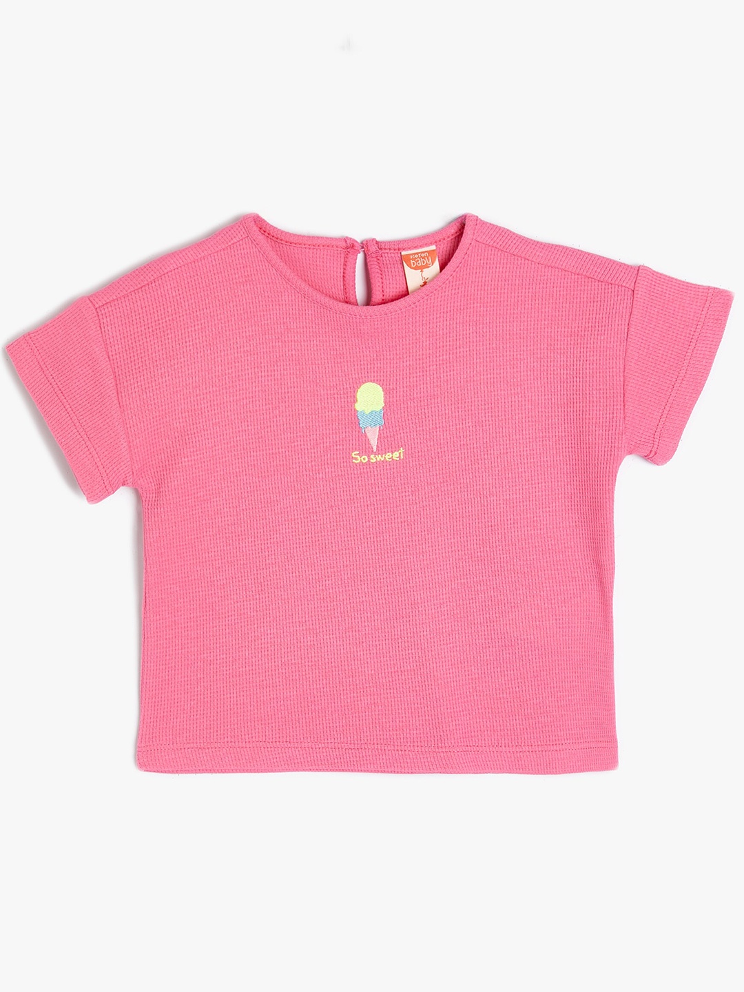 

Koton Girls Printed Round Neck Short Sleeves Cotton T-shirt, Pink