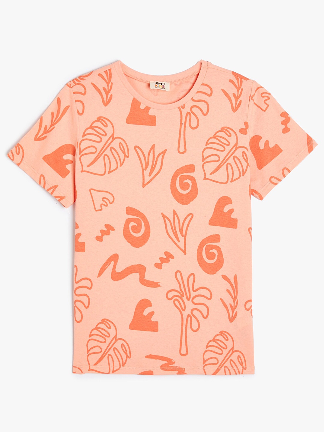 

Koton Boys Printed Round Neck Short Sleeves Cotton T-shirt, Orange
