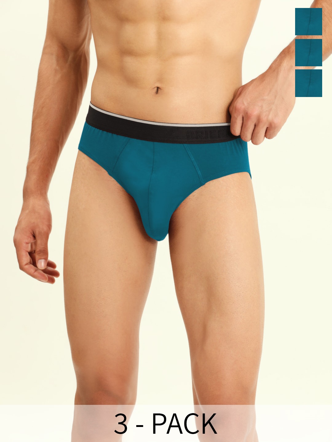 

BRIEFLY Pack Of 3 Mid Rise Hipster Briefs 3PAK-V-TB, Teal