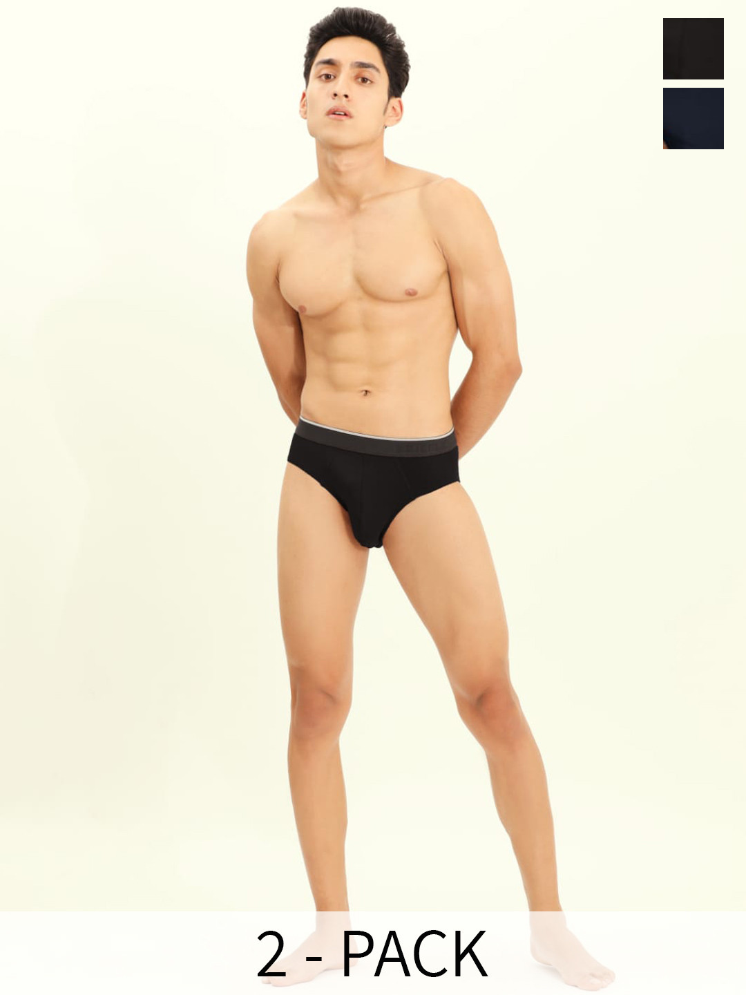 

BRIEFLY Pack Of 2 Mid Rise Breathable Hipster Briefs 2PAK-V-BL_NB, Black
