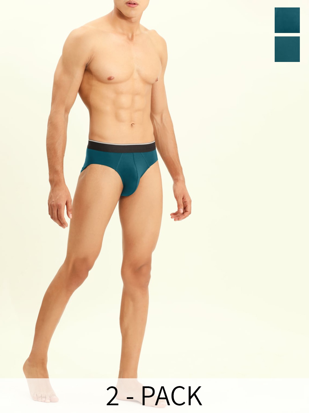 

BRIEFLY Pack Of 2 Mid Rise Breathable Hipster Briefs 2PAK-V-TB, Teal