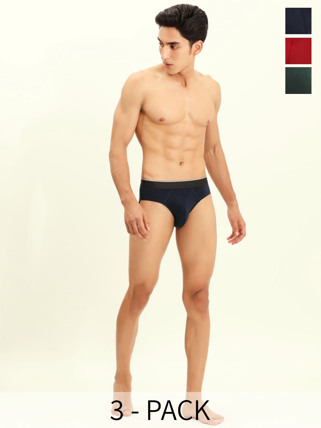 

BRIEFLY Pack Of 3 Breathable Basic Briefs- 3PAK-V-RD_OG_NB, Red