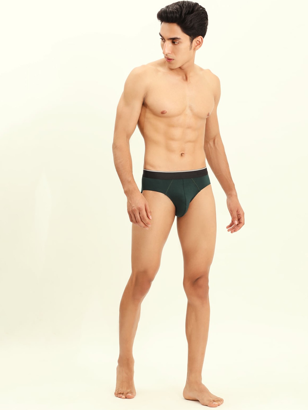 

BRIEFLY Mid Rise Breathable Hipster Briefs V-OG, Olive