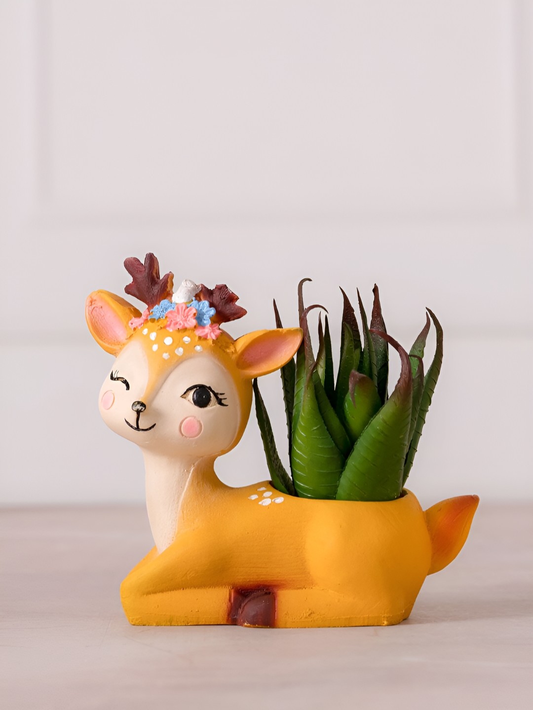 

DecorTwist Yellow Succulent Planter With Plants