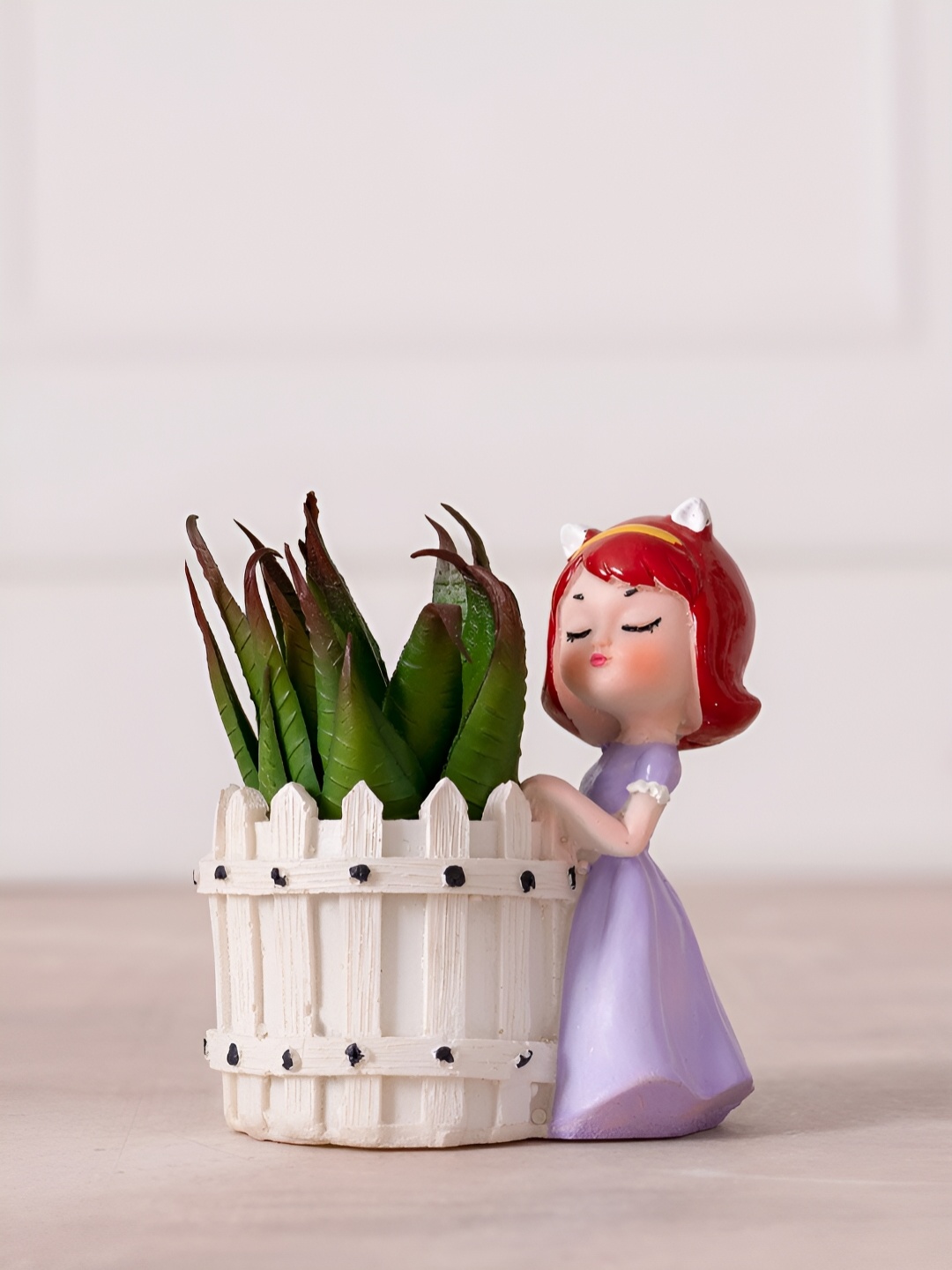 

DecorTwist White Succulent Planter With Plants