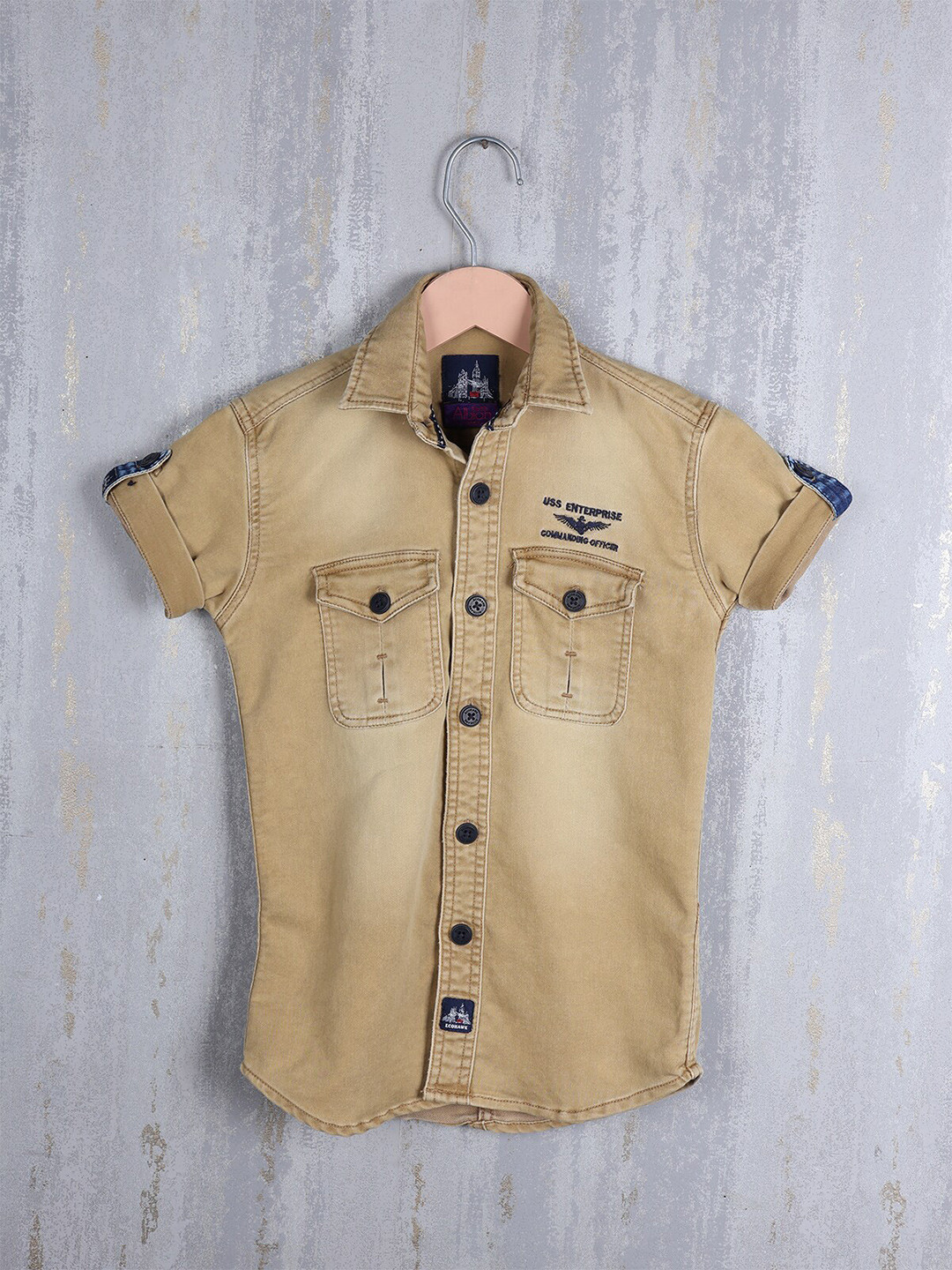 

Albion By CnM Boys Original Opaque Faded Casual Shirt, Camel brown