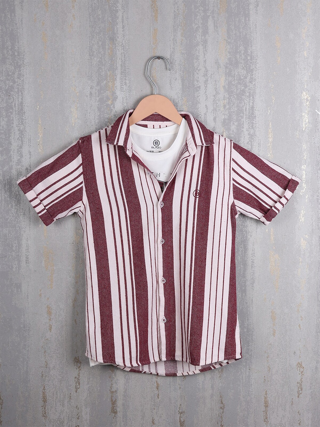 

Albion By CnM Boys Original Opaque Striped Casual Shirt, Maroon