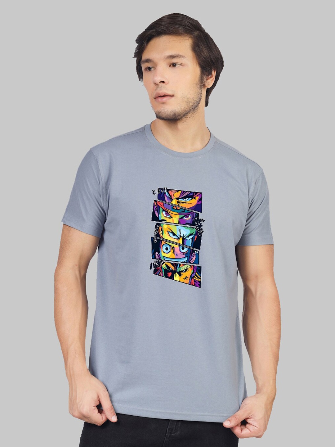 

Greylongg Yorksteadd 2076 Graphic Printed Round Neck Casual T-shirt, Grey