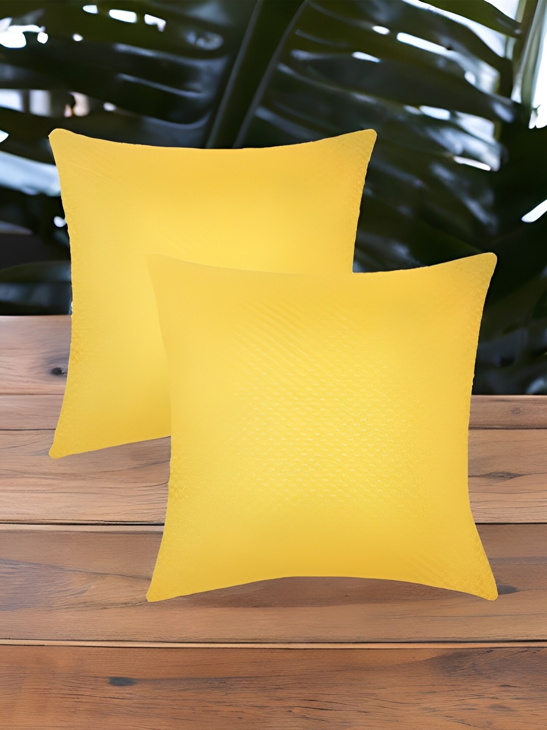 

First Row Yellow 2 Pieces Cotton Square Cushion Covers