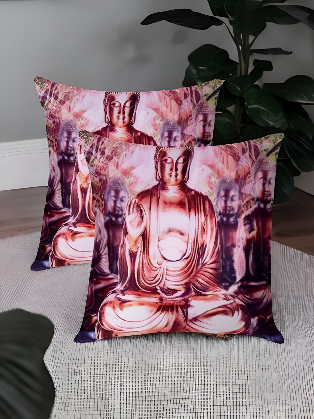 

First Row Purple & White 2 Pieces Ethnic Motifs Square Cushion Covers