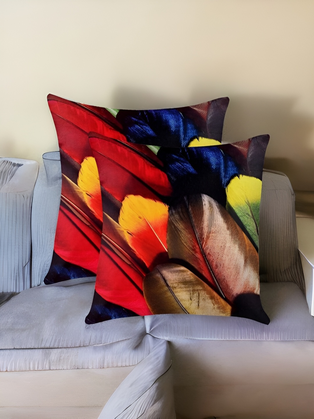 

First Row Black & Green 2 Pieces Abstract Square Cushion Covers