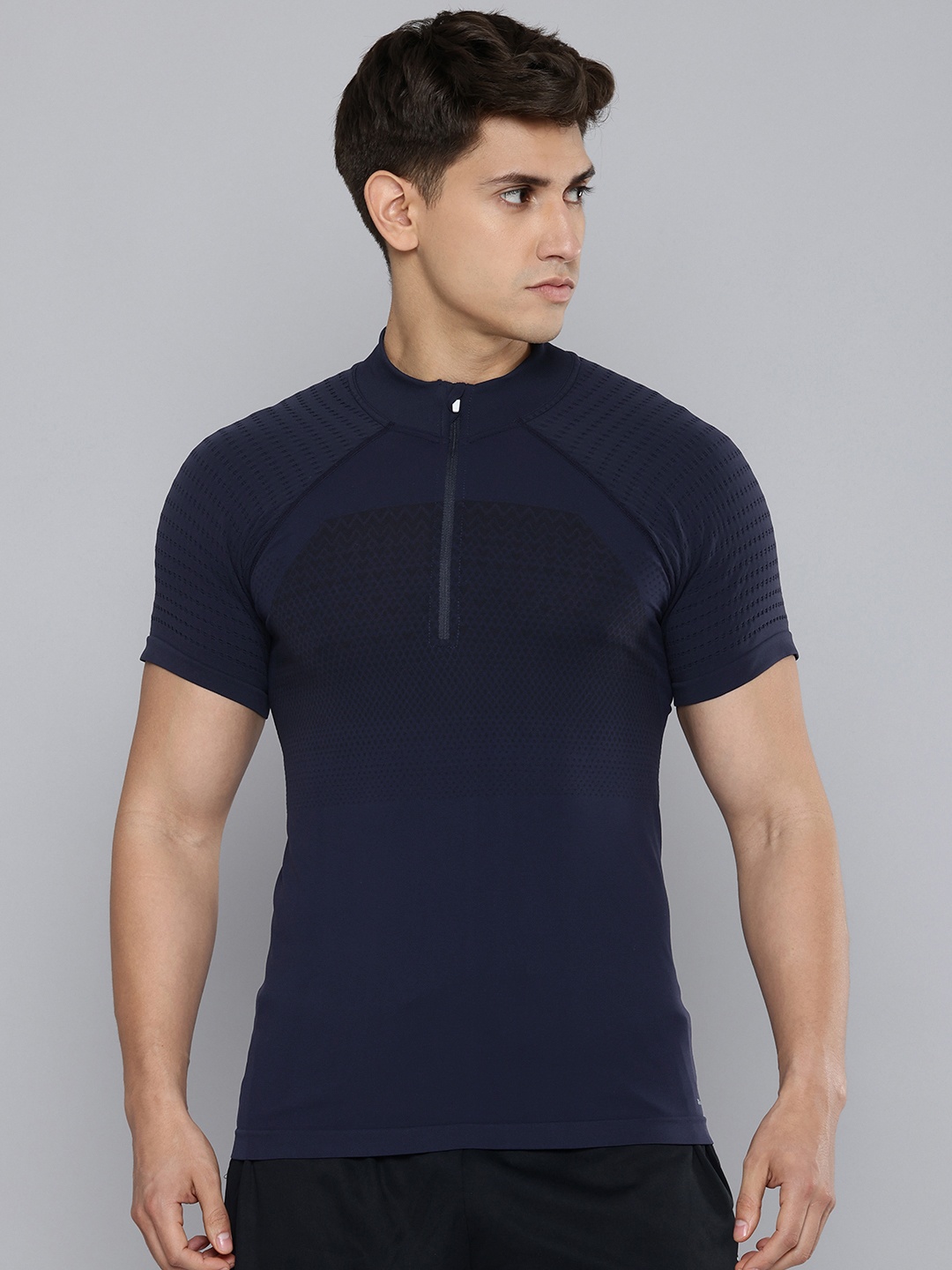 

Quechua By Decathlon Self Design High Neck Trekking T-shirt, Navy blue