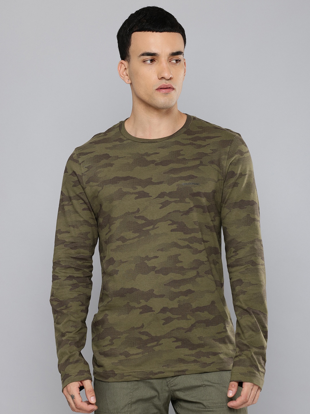 

SOLOGNAC By Decathlon Camouflage Printed Pure Cotton Sports T-shirt, Olive