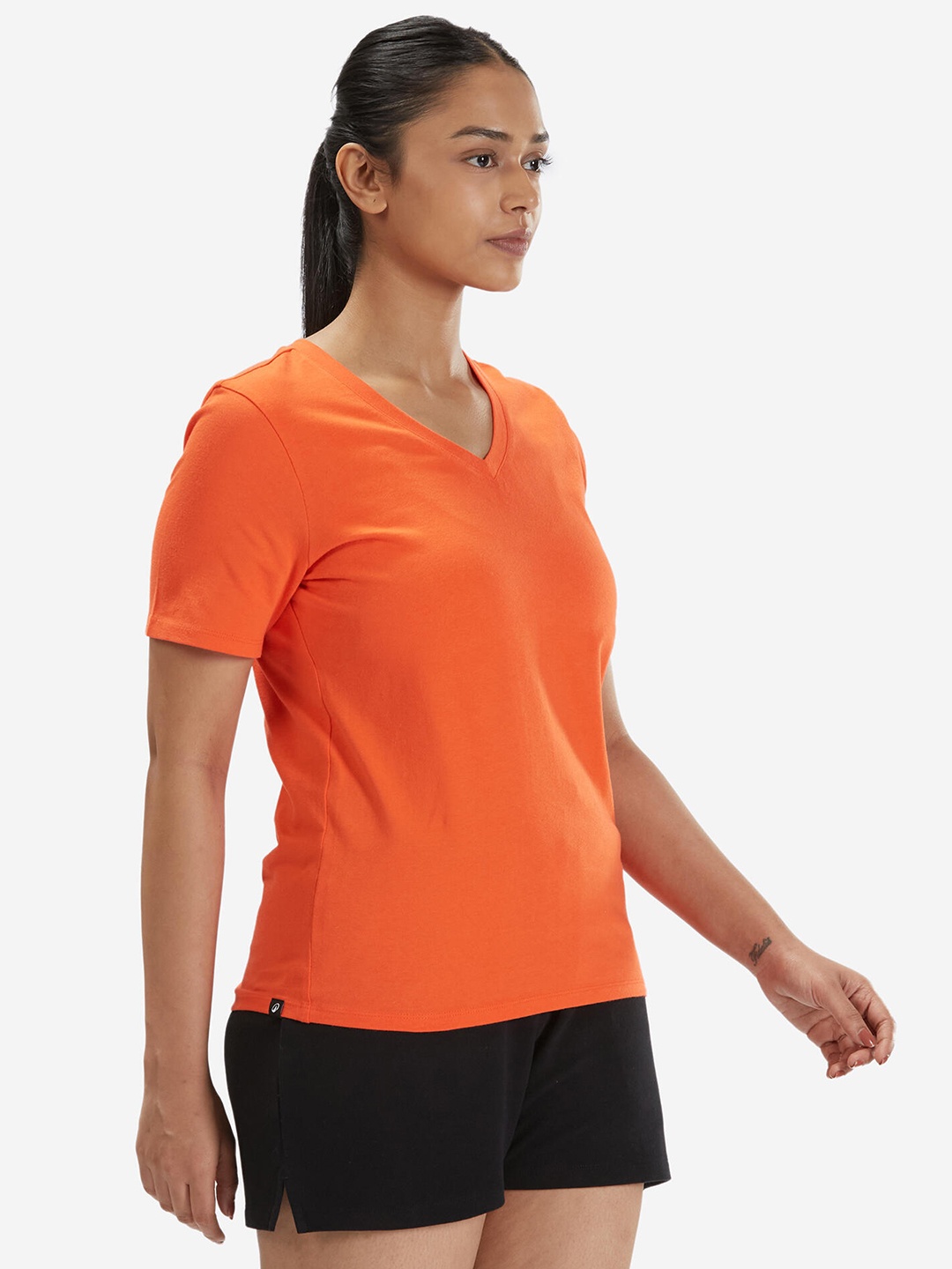 

Domyos By Decathlon Pure Cotton Slim Fit Training Or Gym Sports T-shirt, Orange