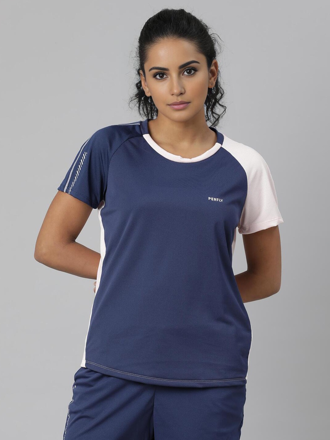

PERFLY By Decathlon Colourblock Badminton T-shirt, Navy blue