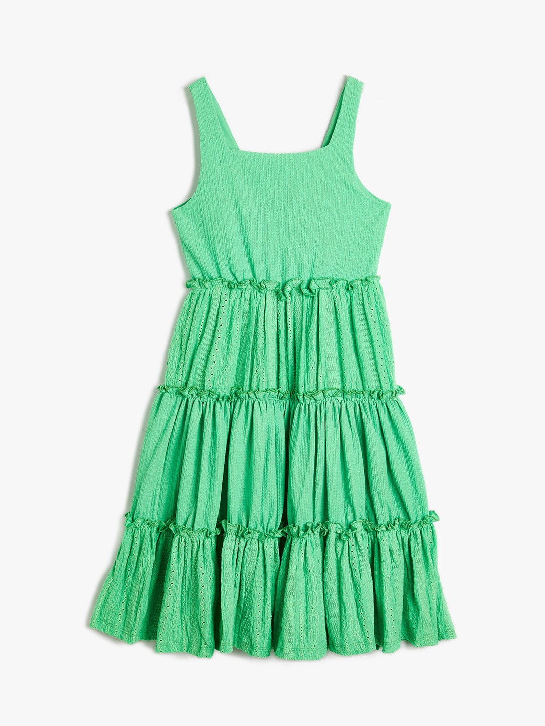 

Koton Girls Square Neck Sleeveless Layered Fit & Flare Dress, Green