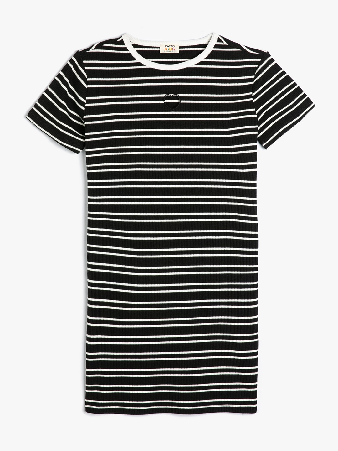 

Koton Girls Striped Round Neck T-shirt Dress, Black