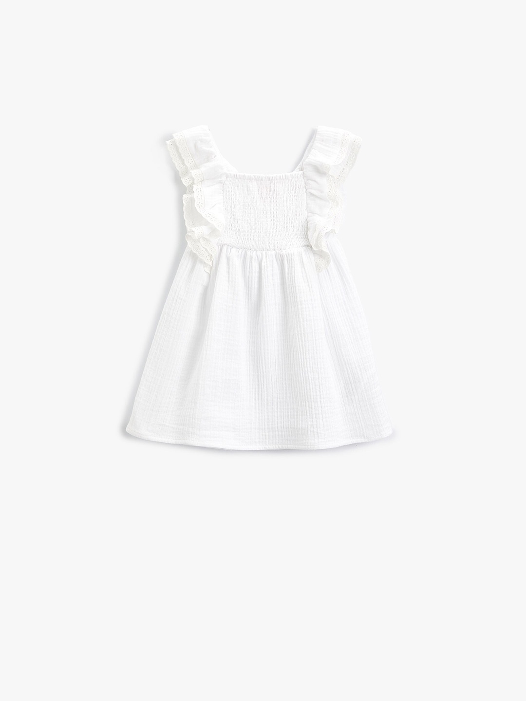 

Koton Girls Flutter Sleeve Cotton Fit & Flare Dress, White