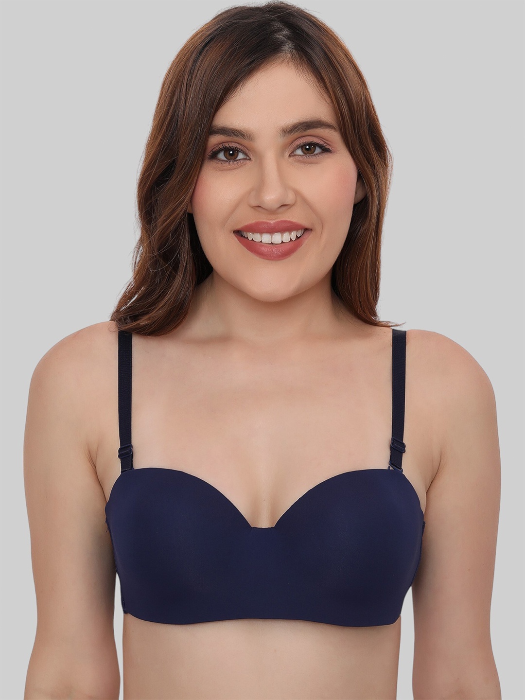 

PLUMBURY Medium Coverage Underwired Lightly Padded Bra, Navy blue