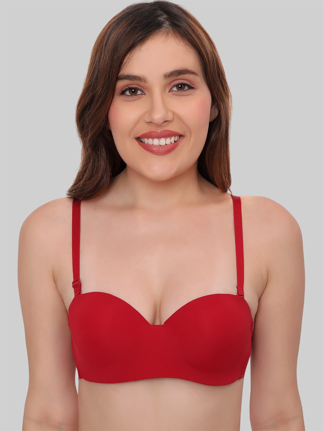 

PLUMBURY Medium Coverage Underwired Lightly Padded Bra All Day Comfort, Red