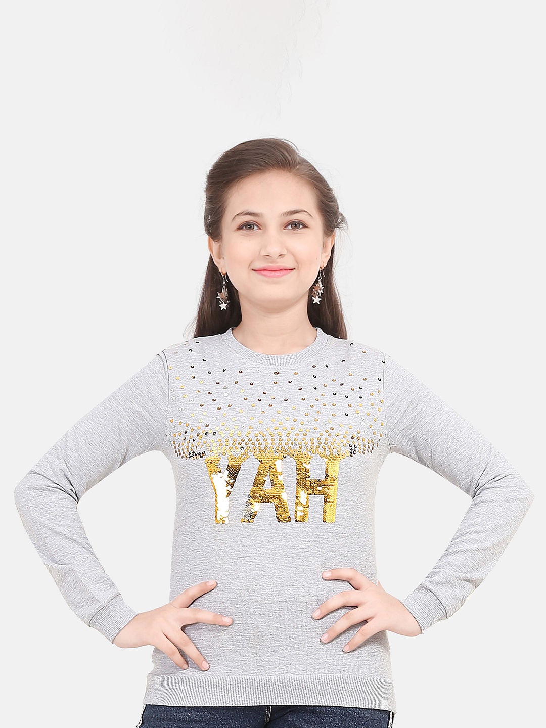 

BAESD Girls Embellished Sweatshirt, Grey