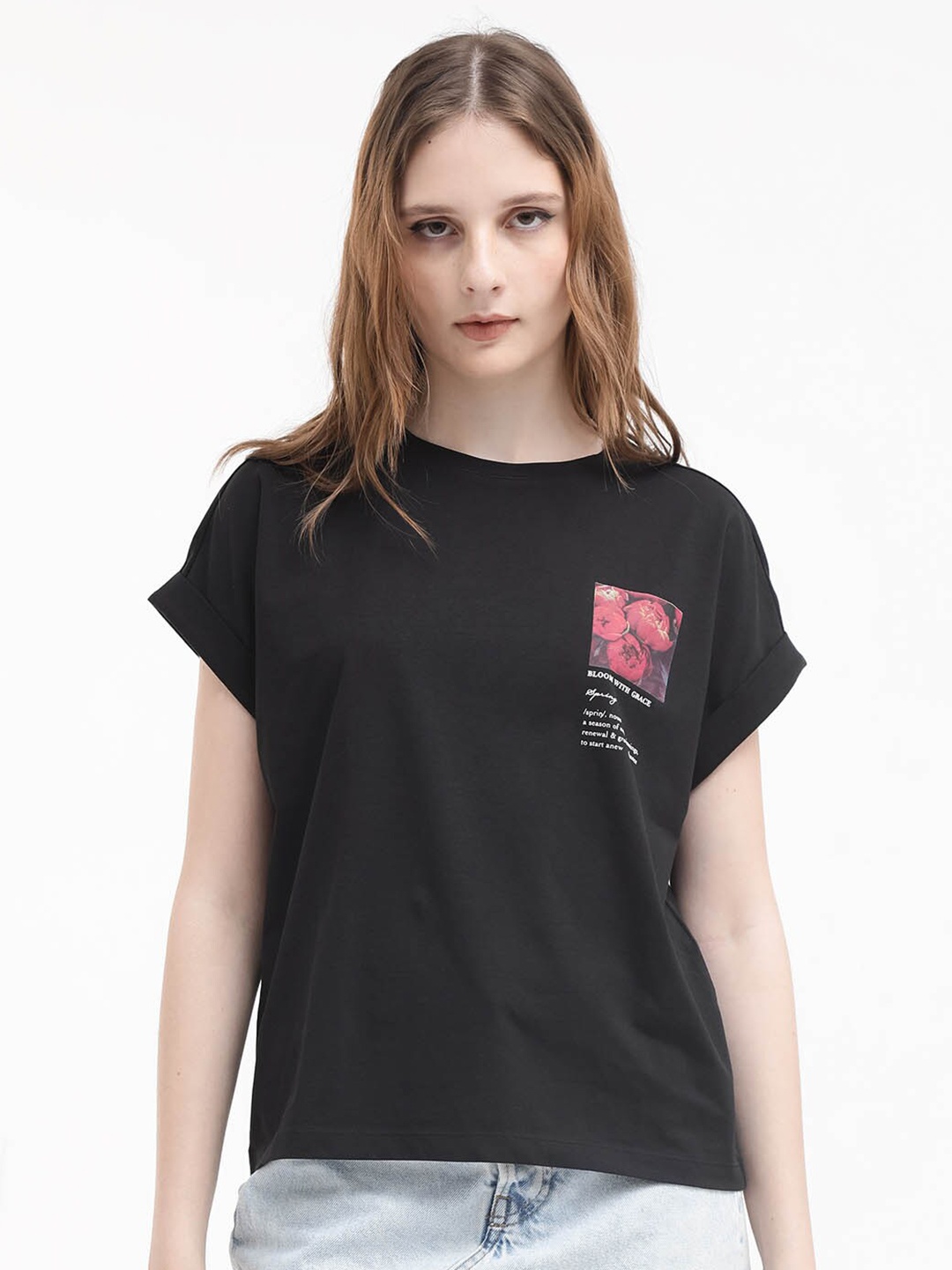 

RAREISM Extended Sleeves Cotton T-shirt, Black