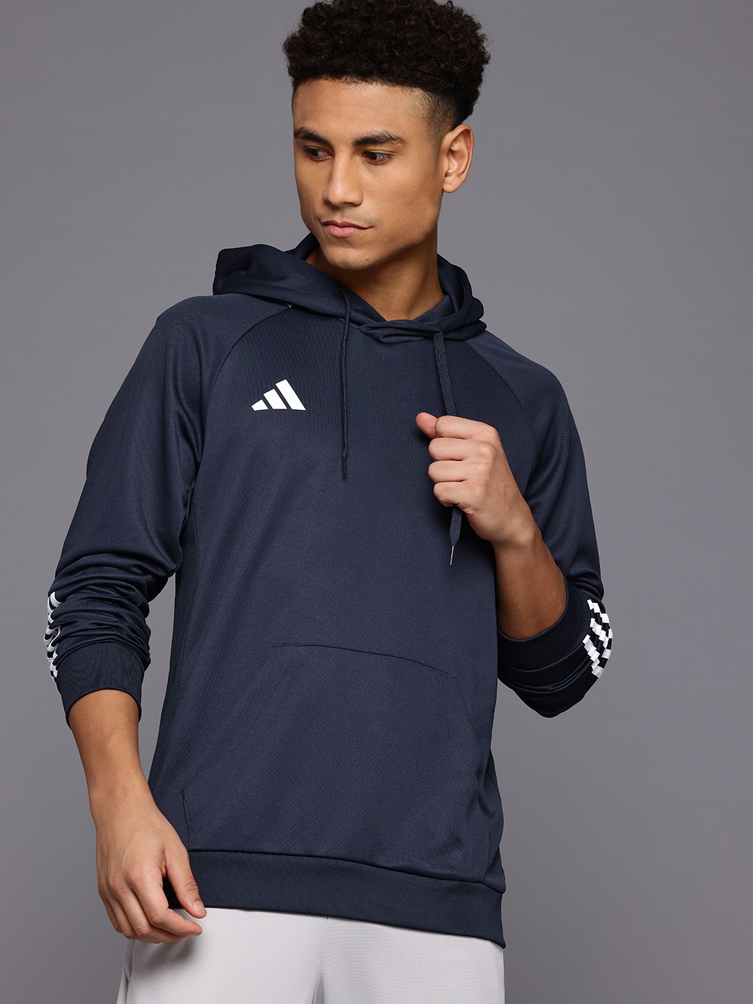 

ADIDAS Sereno Aeroready Cut 3-Stripes Hooded Sweatshirt, Blue