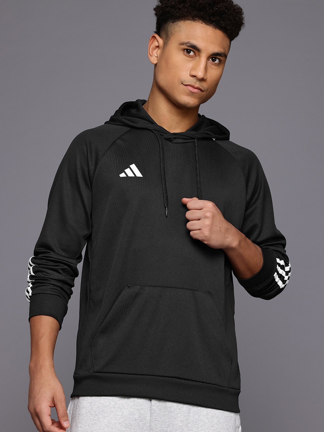 

ADIDAS Sereno Aeroready Cut 3-Stripes Hooded Sweatshirt, Black