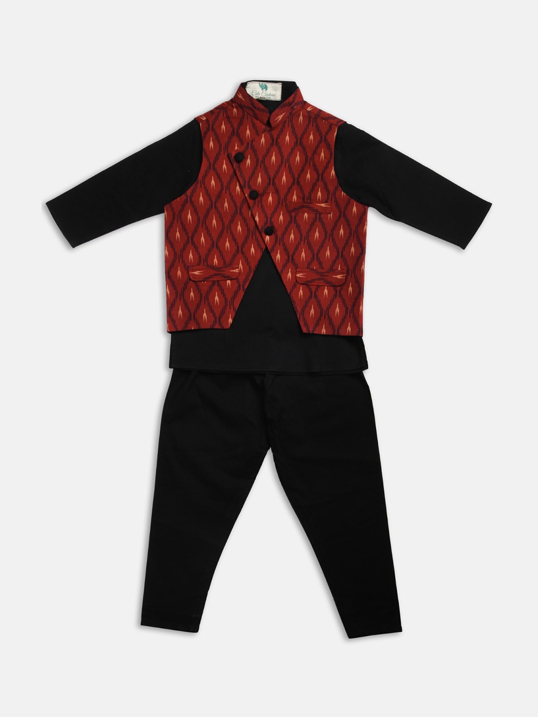 

Cute Couture Boys Regular Kurta with Pyjamas, Black