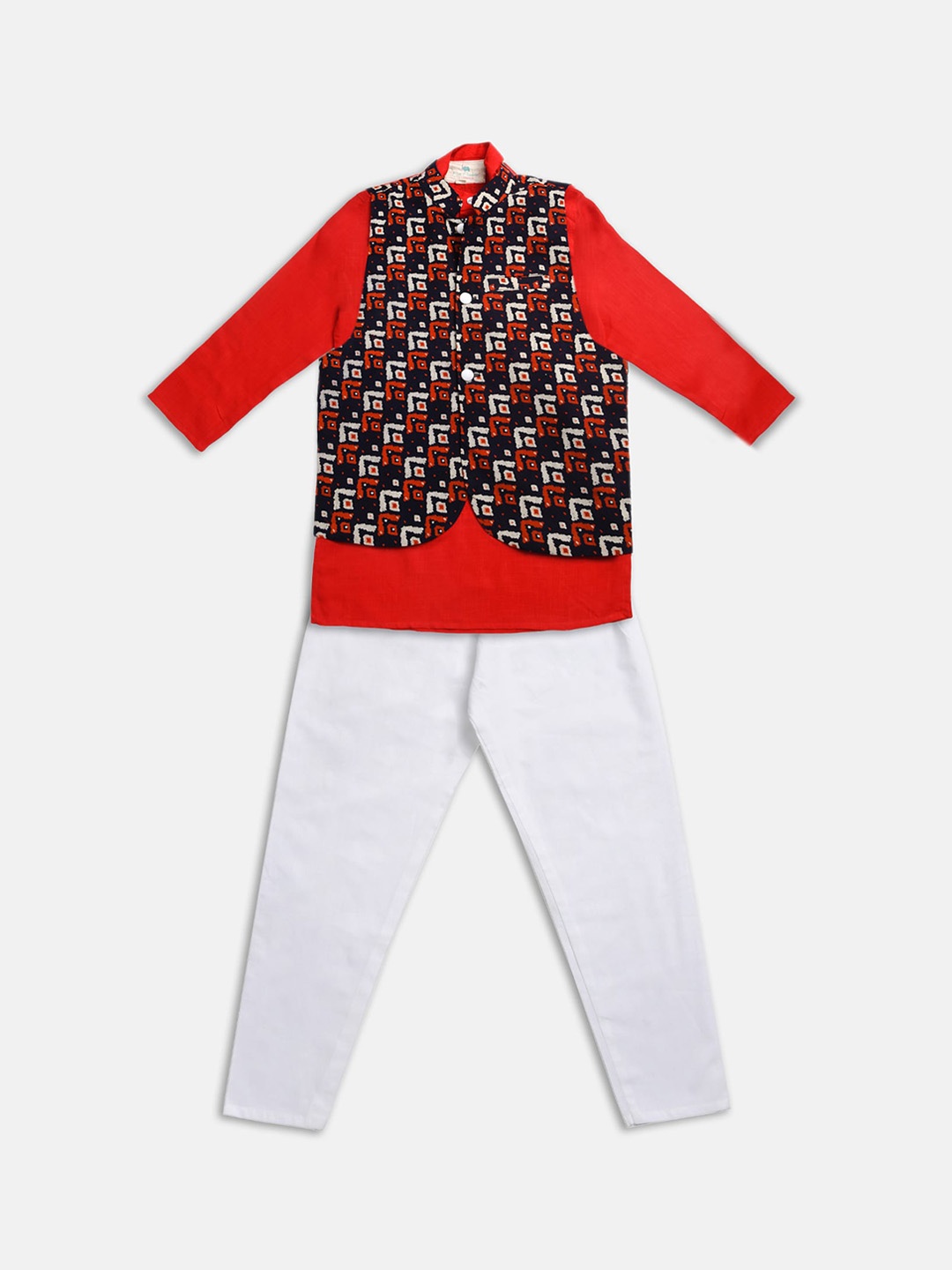 

Cute Couture Boys Regular Kurta with Pyjamas, Red