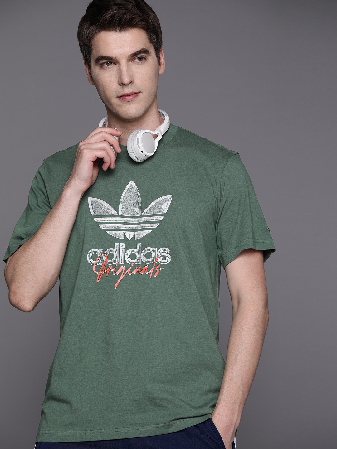 

ADIDAS Originals Pure Cotton Printed T-Shirt, Green