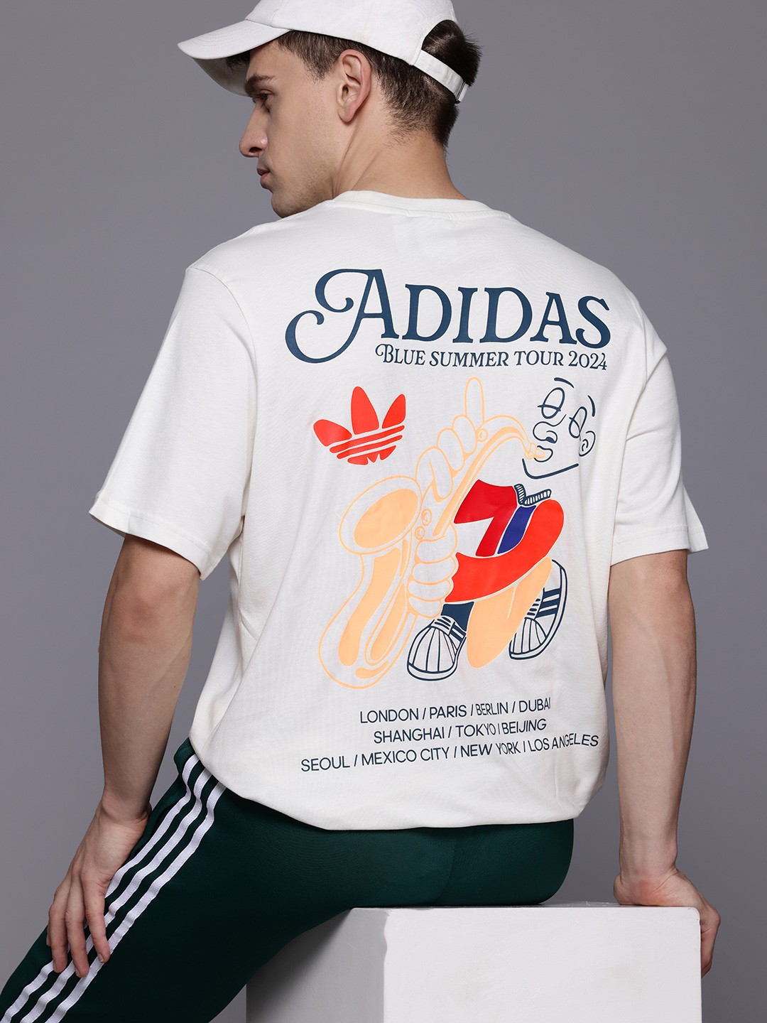 

ADIDAS Originals Graphic Fire Trefoil Pure Cotton T-shirt, White