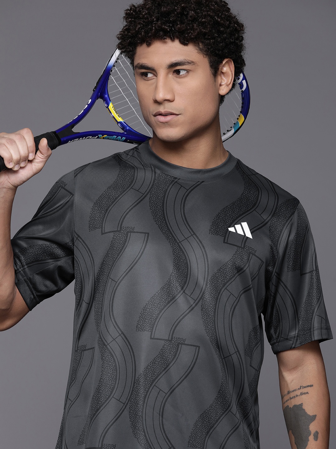 

ADIDAS Club Tennis Graphic Print T-shirt, Charcoal