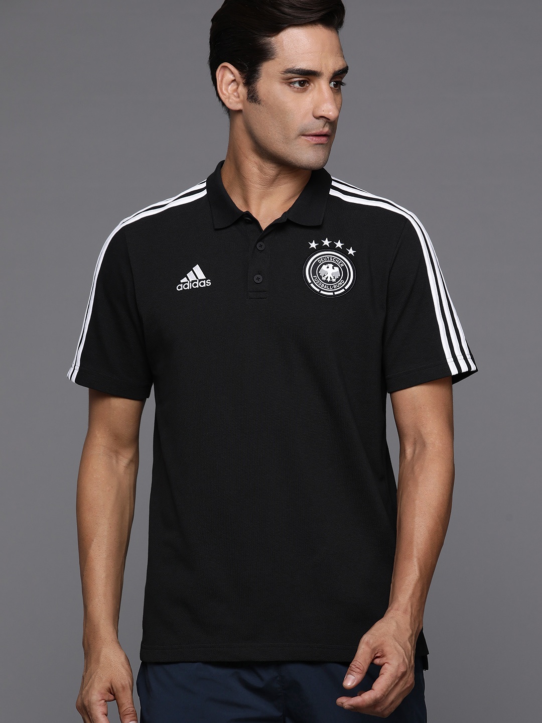 

ADIDAS Germany DNA 3-Striped Polo T-shirt, Black