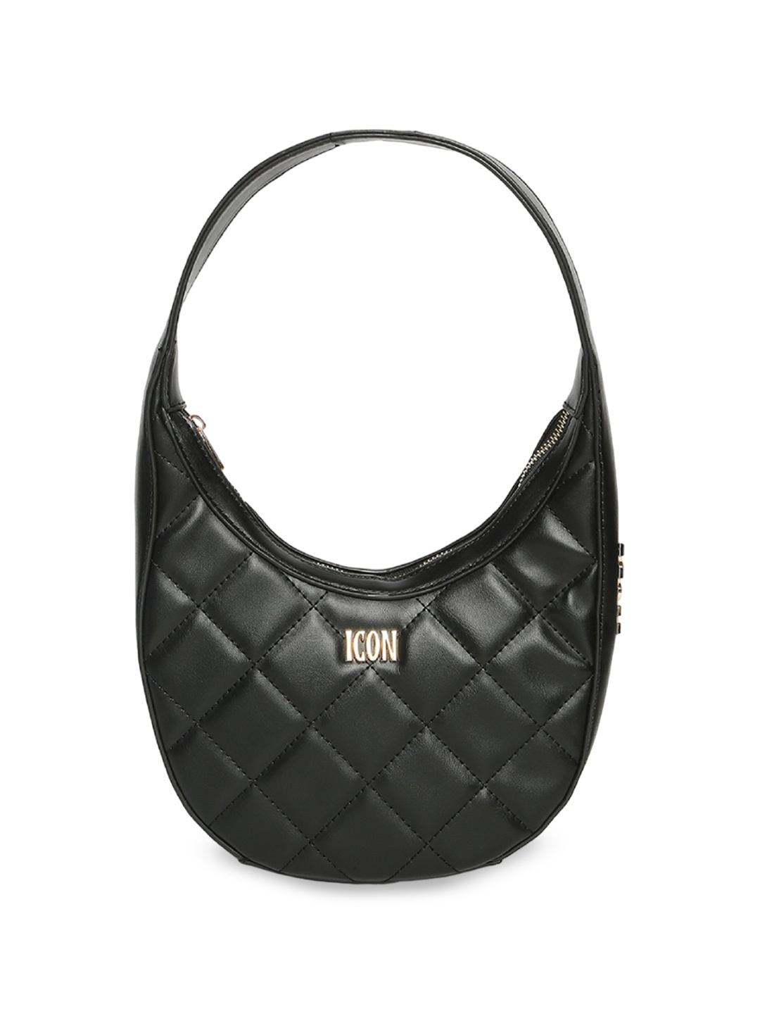 

Icon Quilted Baguette Hobo Bag, Black