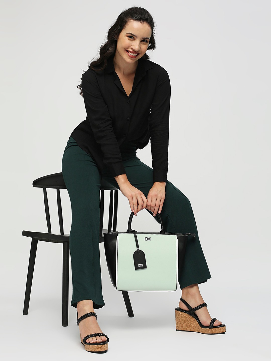 

Icon Colourblocked Oversized Shopper Tote Bag, Green