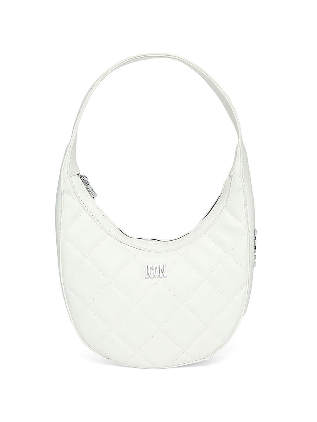 

Icon Quilted Half Moon Hobo Bag, White
