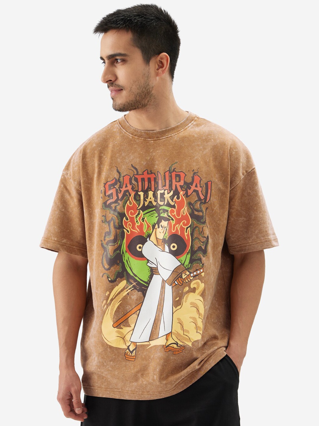 

The Souled Store Printed Round Neck Short Sleeves Cotton T-shirt, Brown