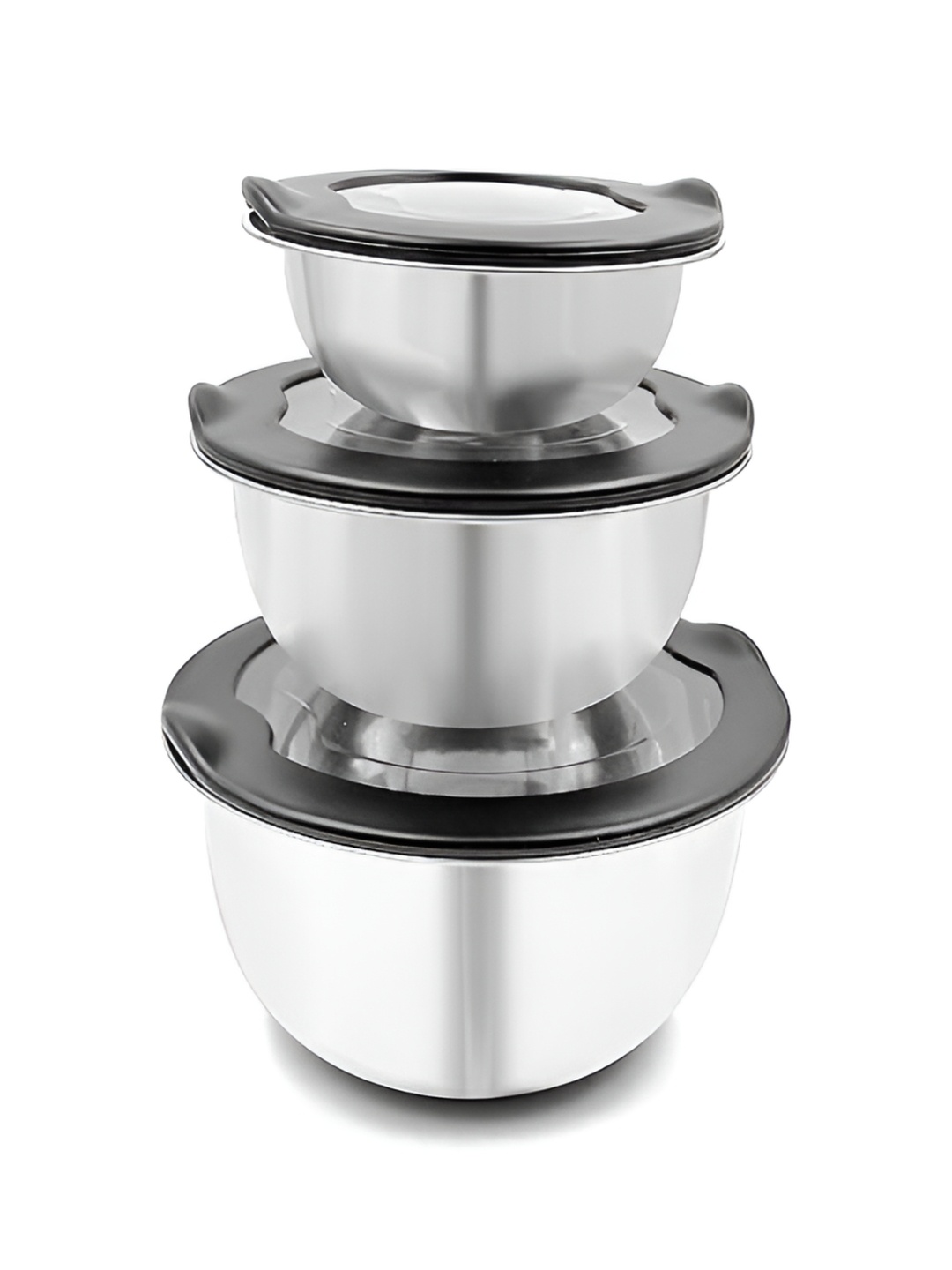 

Zaib Silver Toned 3 Pieces Stainless Steel Food Storage Container with Lid