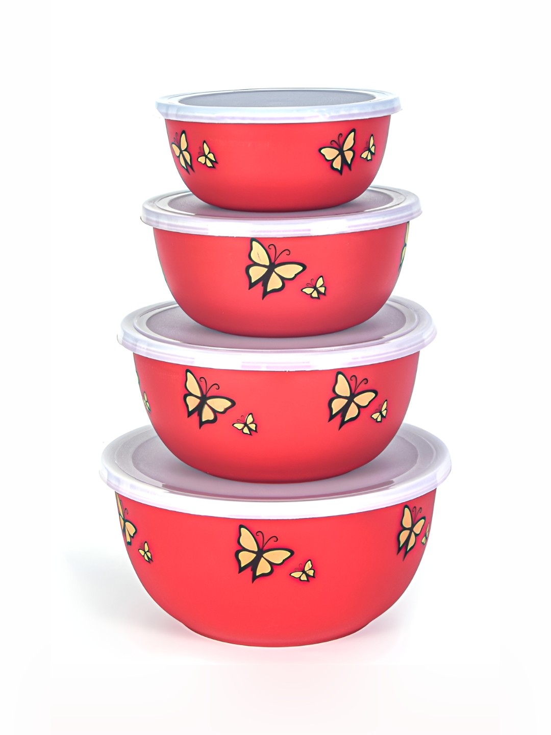 

Zaib Red 4 Pcs Stainless Steel Food Storage Container With Lid