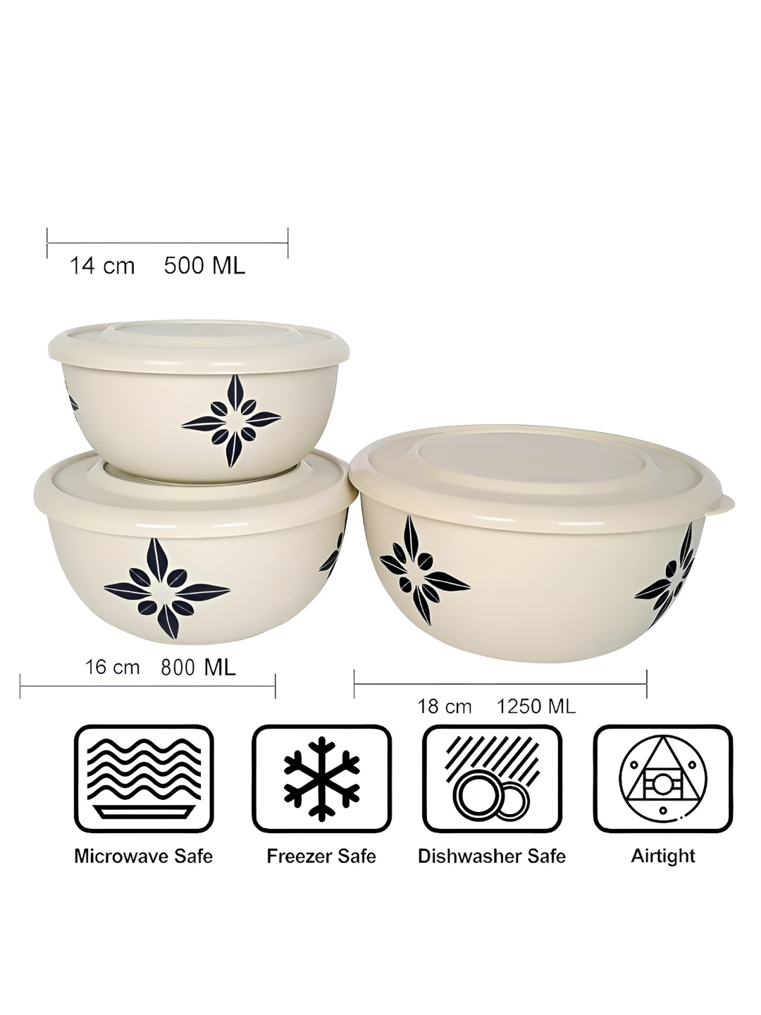 

Zaib Cream-Coloured & Black Stainless Steel Microwave Safe Food Container